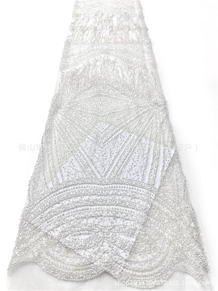 Alta fijación colgante de bordas cuentas tela de encaje industria pesada alta sensación vestido de pecho vestido de noche tela