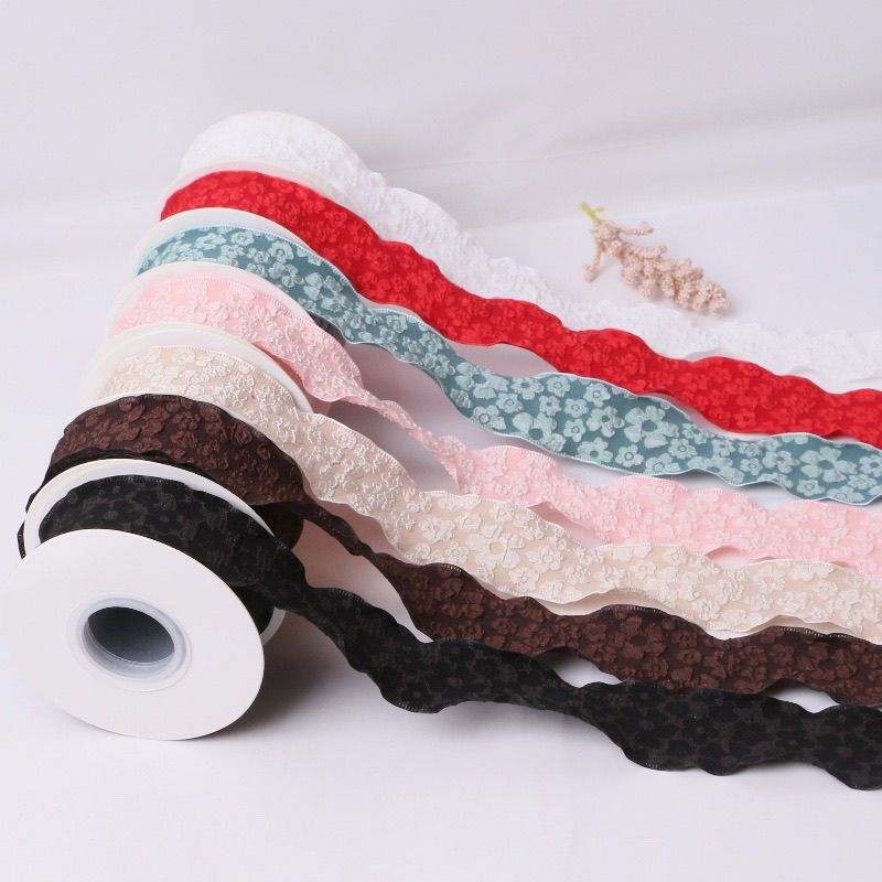 山茶花浮雕丝带手工绸缎蝴蝶结DIY材料花束包装绑带烘焙装饰缎带