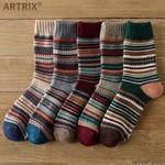 ins潮袜子男复古图腾名族风粗细彩色条纹加厚长筒秋冬运动冬款