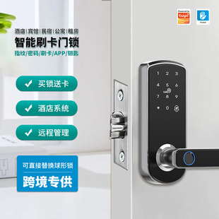 Cross-Border Foreign Trade Hotel Smart Electronic Single Tongue Door Lock Graffiti Fingerprint Lock Tongtong Password Lock Replacement Ball Lock