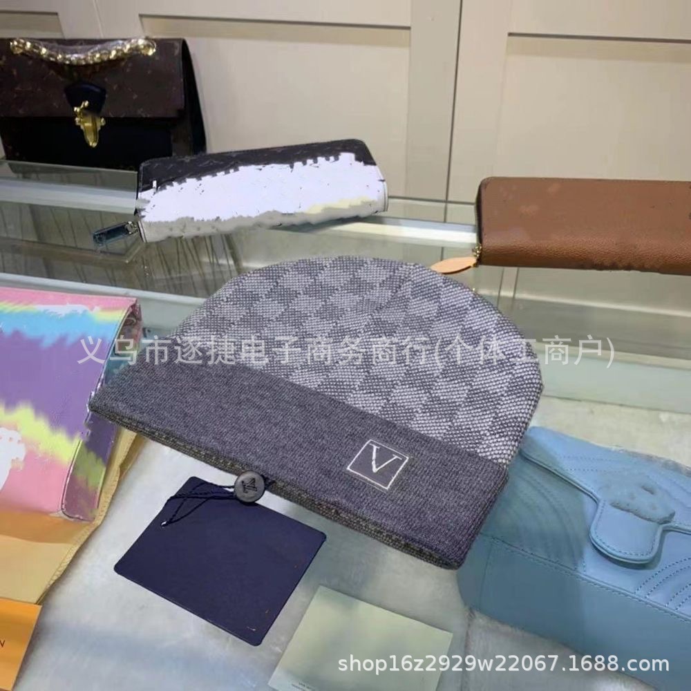 秋冬韩国保暖格子毛线针织帽男女个性加大冷帽时尚简约嘻哈帽批发