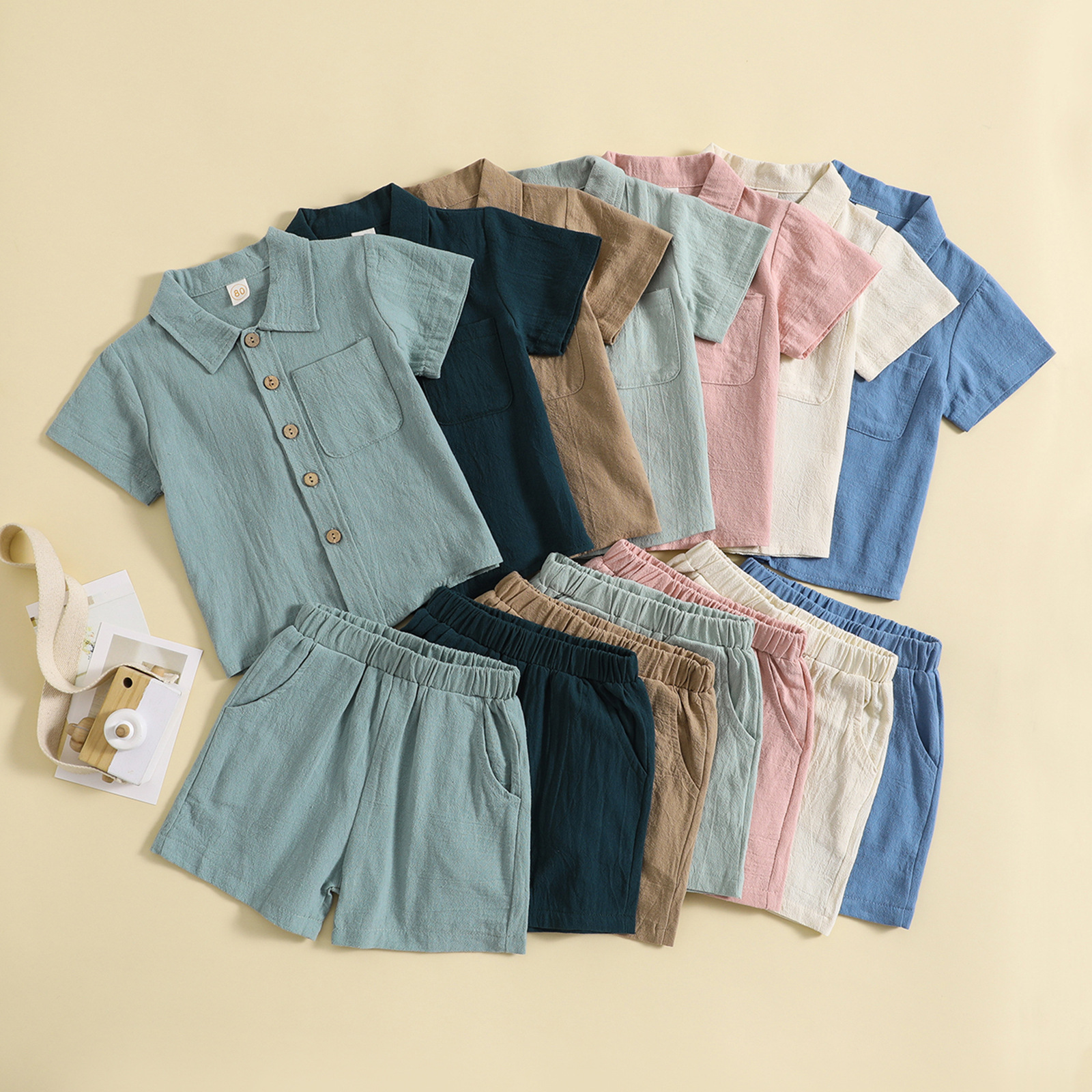 Simple Style Solid Color Cotton Boys Clothing Sets display picture 1