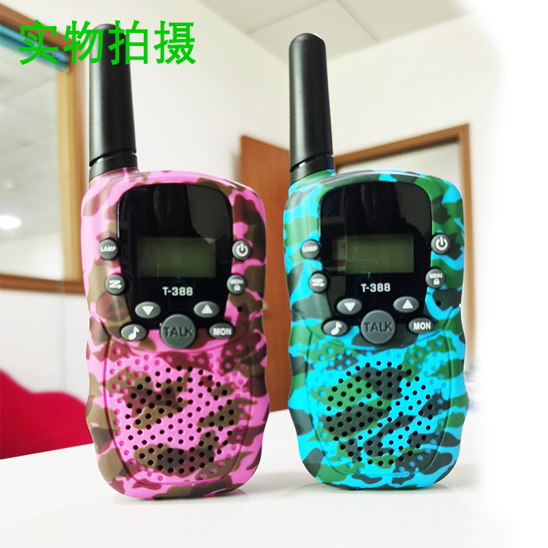 Spot Amazon producto transfronterizo T388 walkie-talkie para niños, walkie-talkie de juguete, teléfono inalámbrico de mano, se puede pedir LOGO