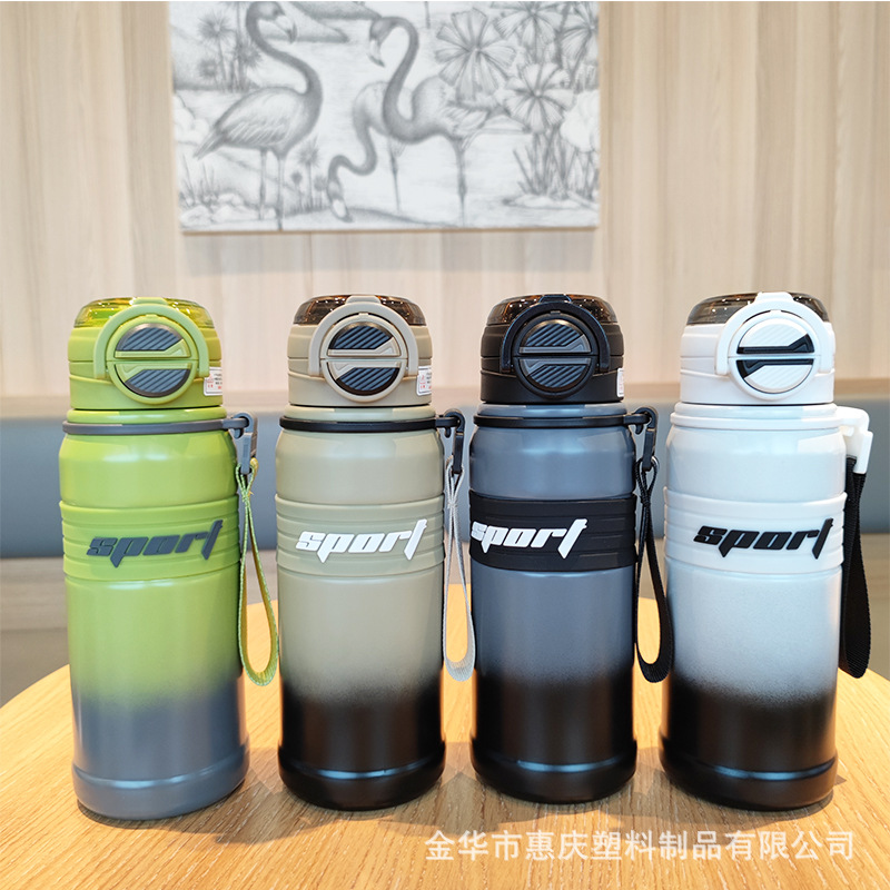 Nueva moda simple estudiantes portátiles cuerdas de paja taza de aislamiento de doble bebida mochila deportiva de gran capacidad botella de agua