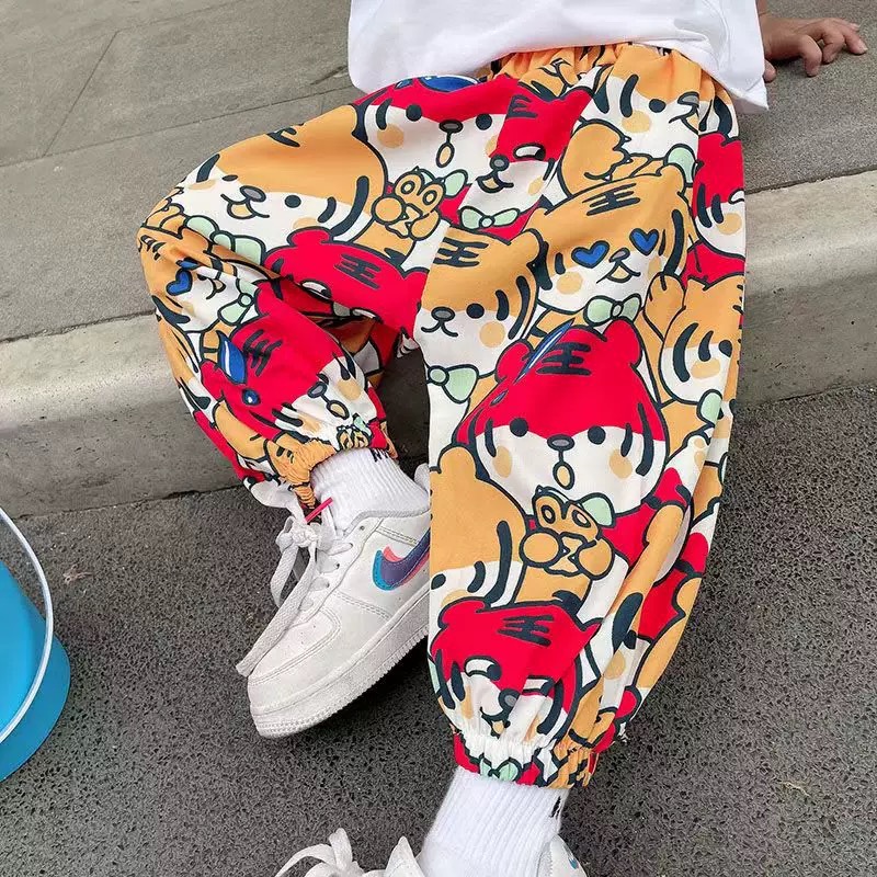 Children's summer lightweight mosquito-proof pants boys and girls new casual pants summer breathable outerwear bloomers little tiger