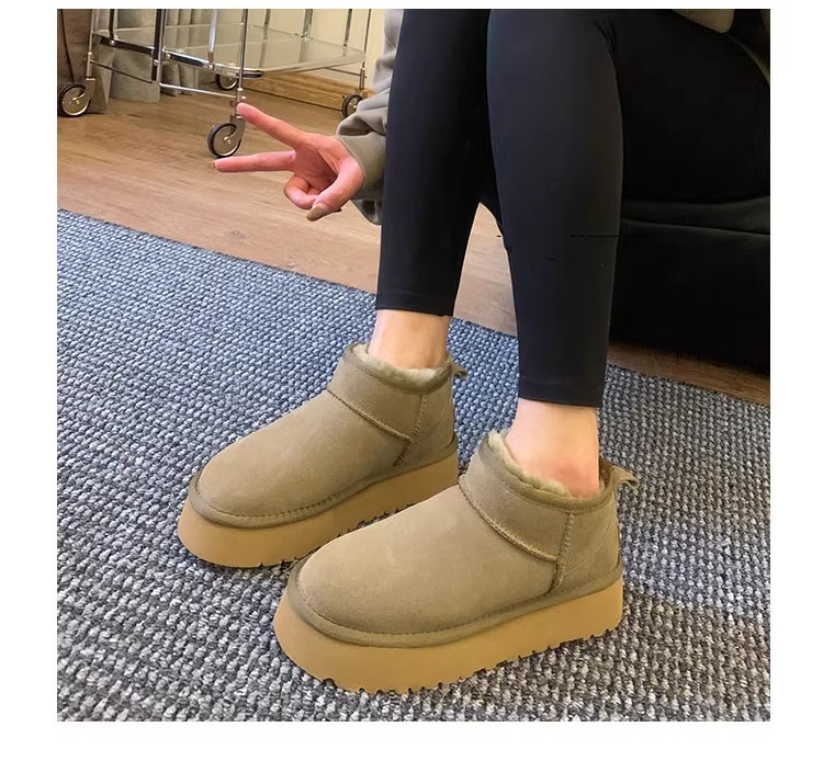 Women's Fur Lined Ankle Boots With Thick Platform Sole_voghion.com