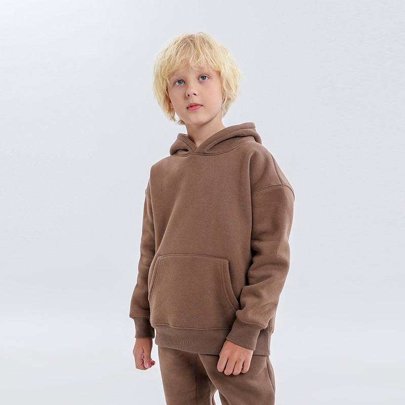 子供服ヨーロッパとアメリカのトレンディなブランド無地子供フード付きスウェットシャツ中大男の子と女の子子供服卸売|undefined