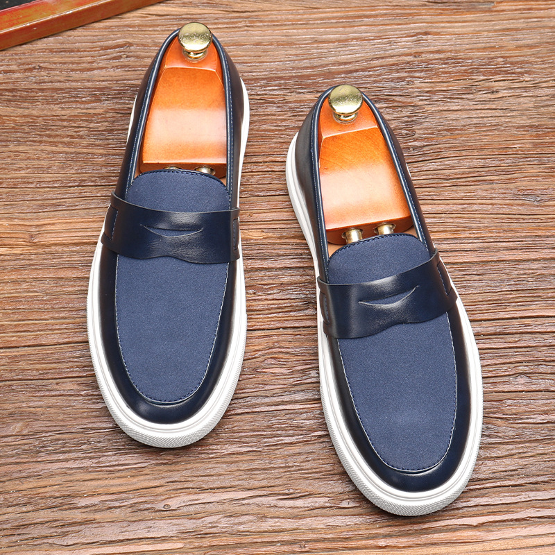Mocassini con plateau Scarpe casual in pelle da uomo slip-on_voghion.com