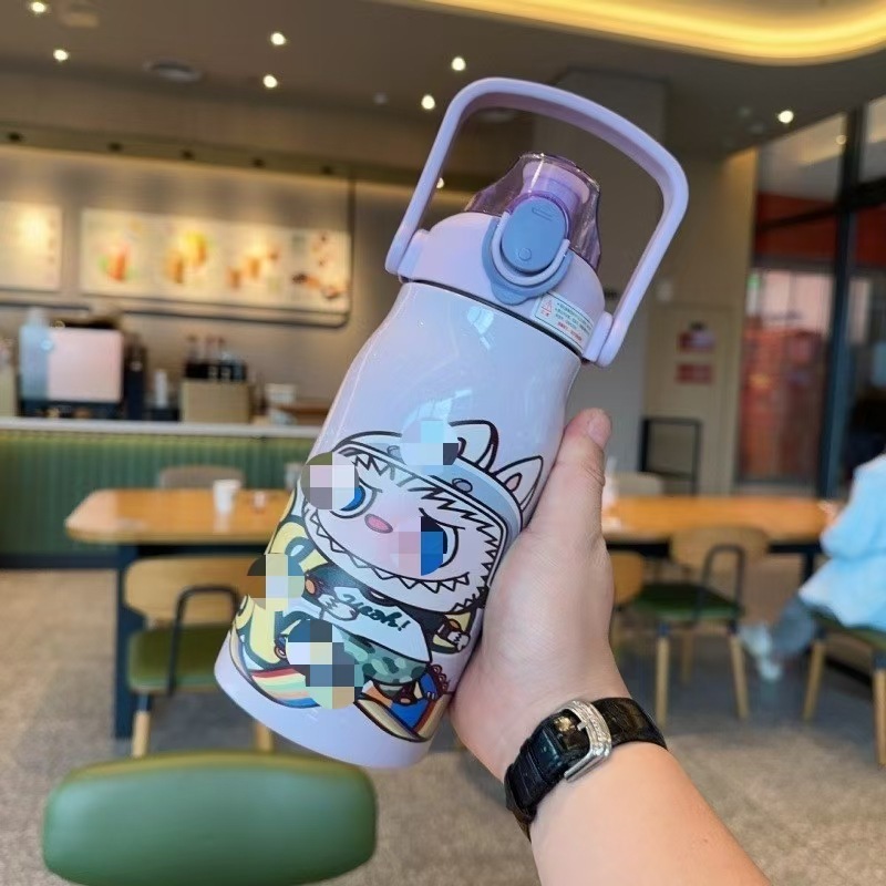 高颜値手提げ学生ポットかわいいストローコップ漫画グラデーション新型スポーツクロスボーダー保温大容量|undefined