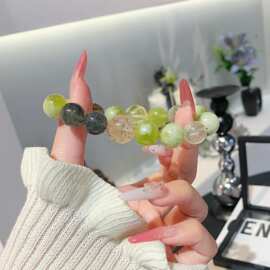 天然岫玉水晶串珠手串 夜市摆摊热销款天然水晶手链 可塘水晶珠宝