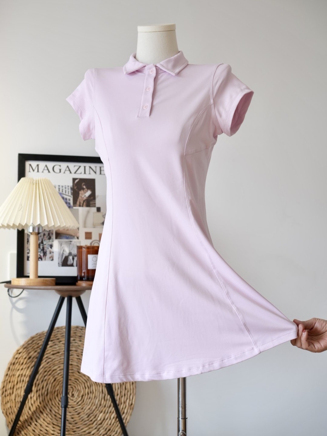 Vestido deportivo estilo polo de manga larga, estilo clásico, ropa deportiva, vestido de media manga, tela fresca, falda de yoga, falda de tenis, minifalda