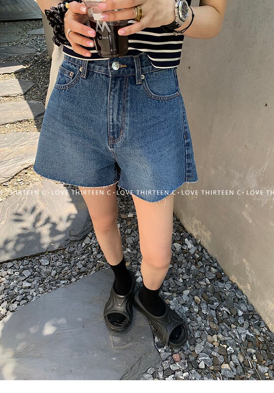 Spot/13 High-Waisted Denim Shorts for Women Summer New Style Hip-Covering Slimming Look A-Line Pants Versatile Retro Silhouette Hot Pants
