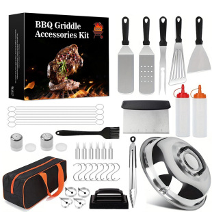 Customized Bbq Stainless Steel Barbecue Tool Set Cooking Spatula Spatula Grill Pan Spatula Combination Grill Tool Outdoor Portable