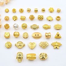 古法金保色隔珠鱼骷颅头铜钱穿孔珠diy串珠编绳饰品配件配饰材料
