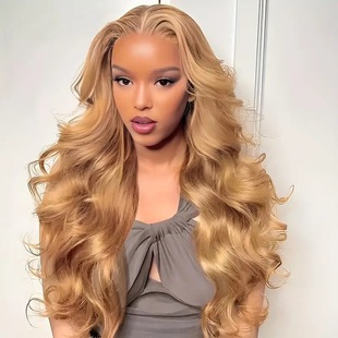 Cross-border foreign trade Europe and the United States fashion gold big wave curly hair Africa hot front lace wig full head cover