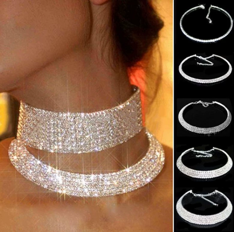 Корейские модные украшения оптом с полным бриллиантом, многослойным воротником, ожерелье с кристаллами невесты, короткое ожерелье с воротником