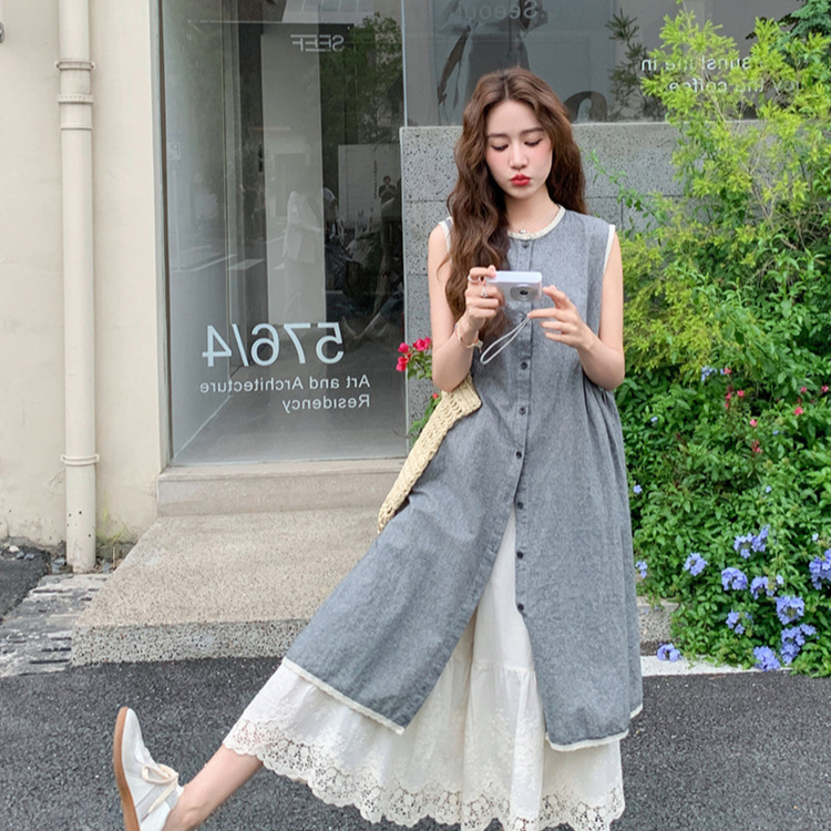 ファットmm特大サイズ150kg雰囲気のあるベストドレス女性の夏の新しいスタイルの見栄えの良いエレガントなスカート|undefined
