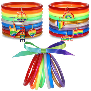 �羳���N�֭h 9��һ�M��ɫPVC���z�ܽ�ɫ���C Jelly bangles