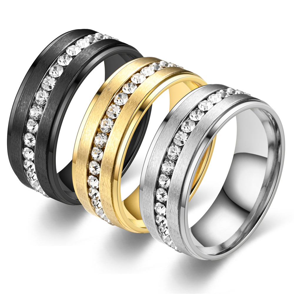 Casual Simple Style Circle Stainless Steel Inlay Zircon Rings display picture 1