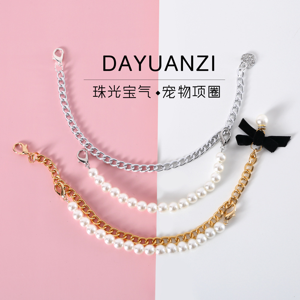 Mascotas gatos que osos perros y conejos alemanes peleas de perlas arcos collares collares accesorios de diamantes amor retro