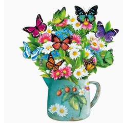 新しいアイデア教師の日母の日3d立体花束グリーティングカードアマゾン祝福紙彫刻花と牛革封筒