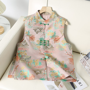 Spring New Guofeng Vest Jacket Women's 2025 New Chinese Printed Sleeveless Jacket Shirt Entity Wholesale