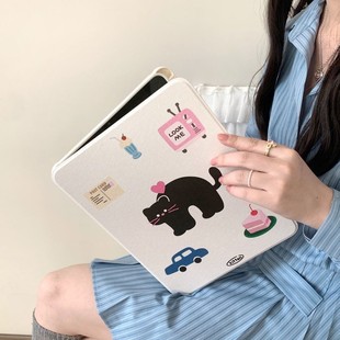 Tv Black Cat Suitable for iPad Protective Case 7/8/9 Generation Tablet Case Mini6 Rotatable 10.2inch Acrylic