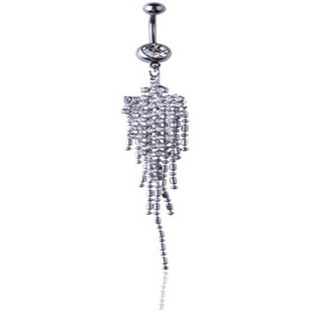 1 stainless steel piercing jewelry long tassel diamond navel ring European and American fashion navel