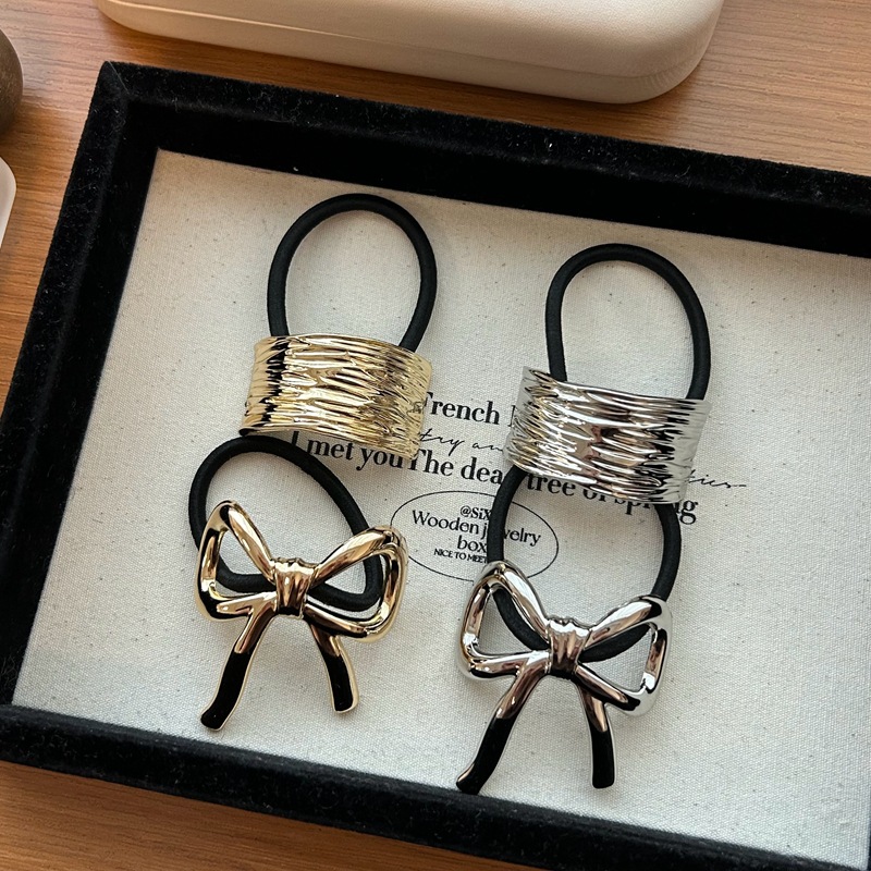 20g Weight Hair Tie Hair Accessories Type 1 Piece Quantity Holiday, Daily, Street Occasion Alloy Material Bow Knot Pattern Women's Gender French Style, IG Style Style Women's IG Style French Style Bow Knot Alloy Hair Tie 2