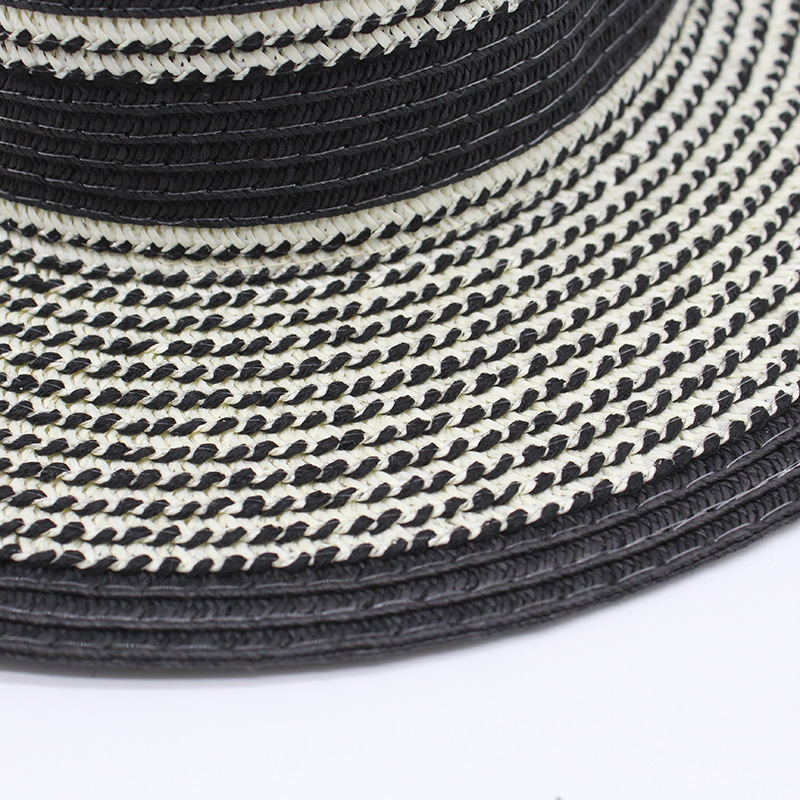 Flat Eaves Rim Women's Simple Style Classic Style Color Block Flat Eaves Straw Hat