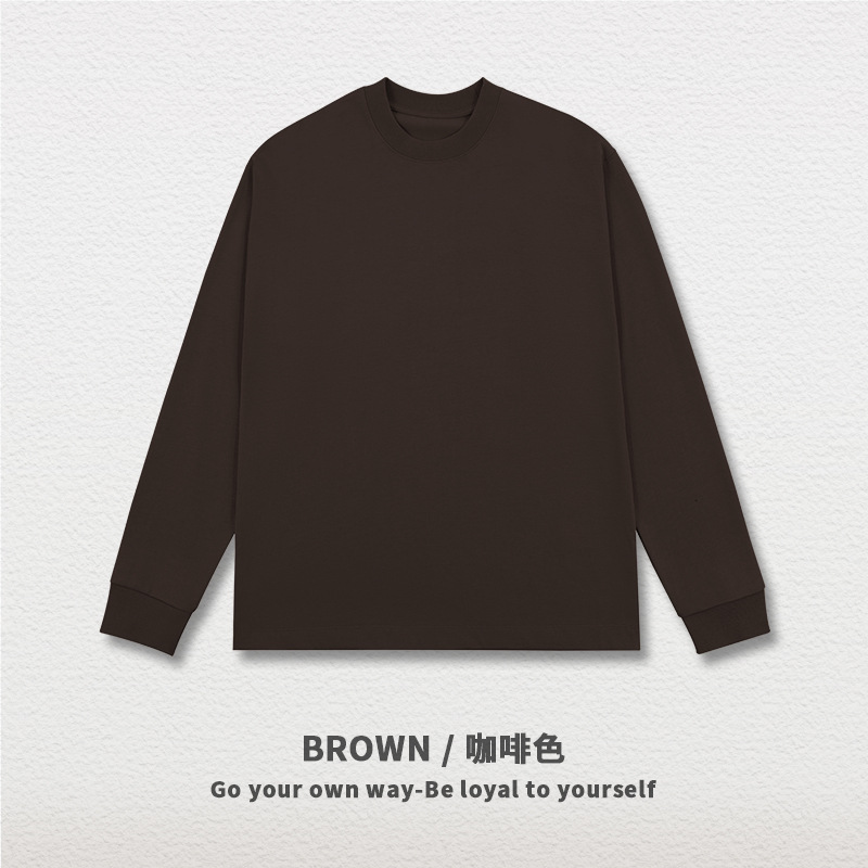 クロスボーダー330g重ポンド双紗長袖tシャツ男性ゆったり潮牌アメリカ式小襟元純綿底シャツtシャツオーダーメード