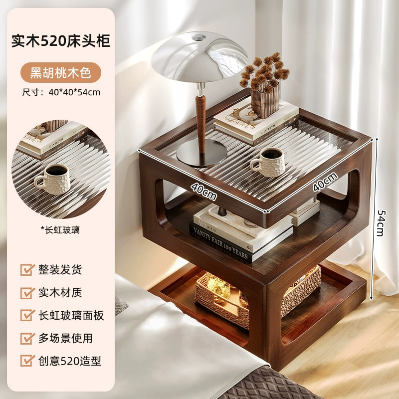 Alternativa a la mesita de noche de madera maciza, armario de almacenamiento de dormitorio doméstico pequeño simple y moderno, estante de borde de cama creativo con luz