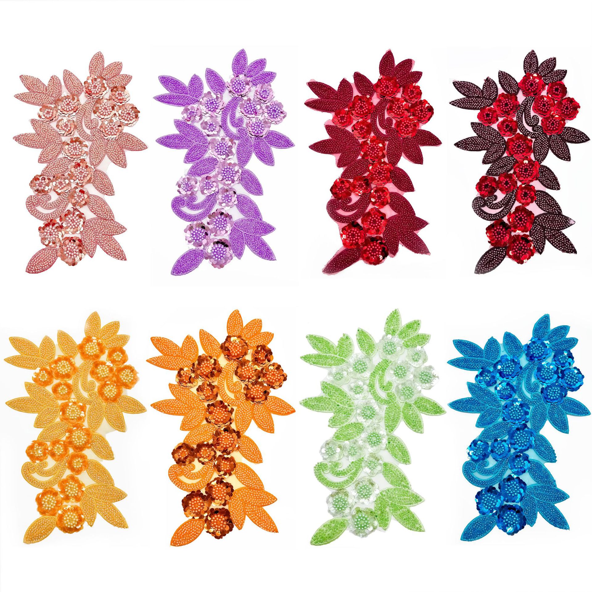 Nuevo transfronterizo de la industria pesada clavos cuentas cuentas sequillas flor tridimensional encaje vestido de boda vestido vestido de rendimiento vestido pegatinas de flores