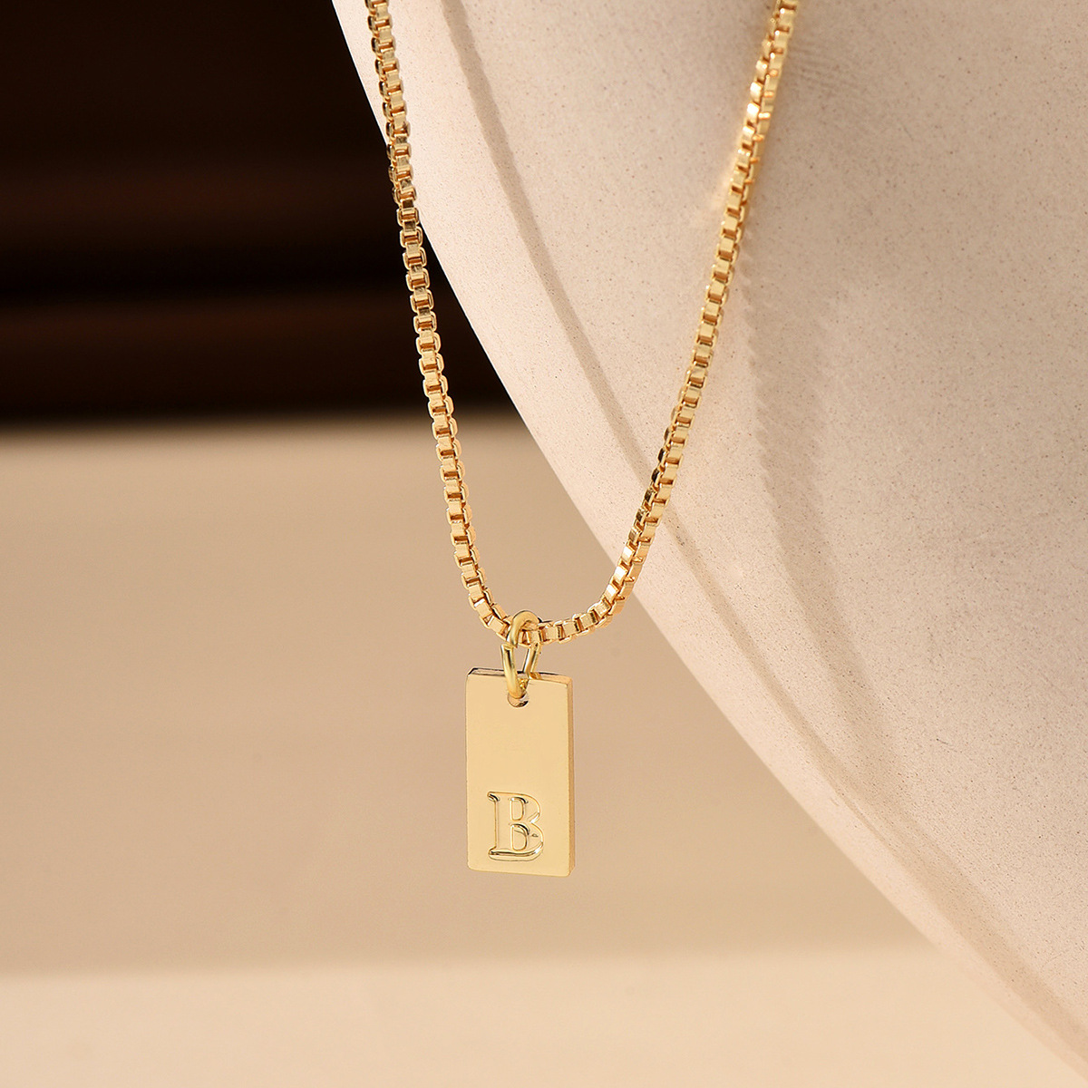 European and American popular 26 English letter box chain square pendant clavicle chain copper necklace Temu factory in stock