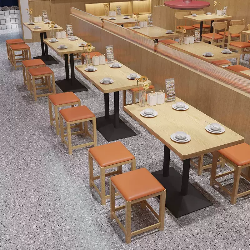 实木凳子面馆米线麻辣烫寿司水饺汉堡奶茶饭店餐厅快餐店桌椅组合