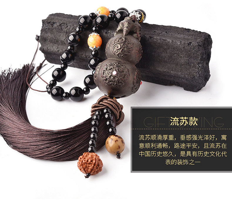 Car Perfume Gourd Pendant, High-End Peach Wood Car Pendant, Long-Lasting Light Fragrance, Safe Car Perfume Pendant