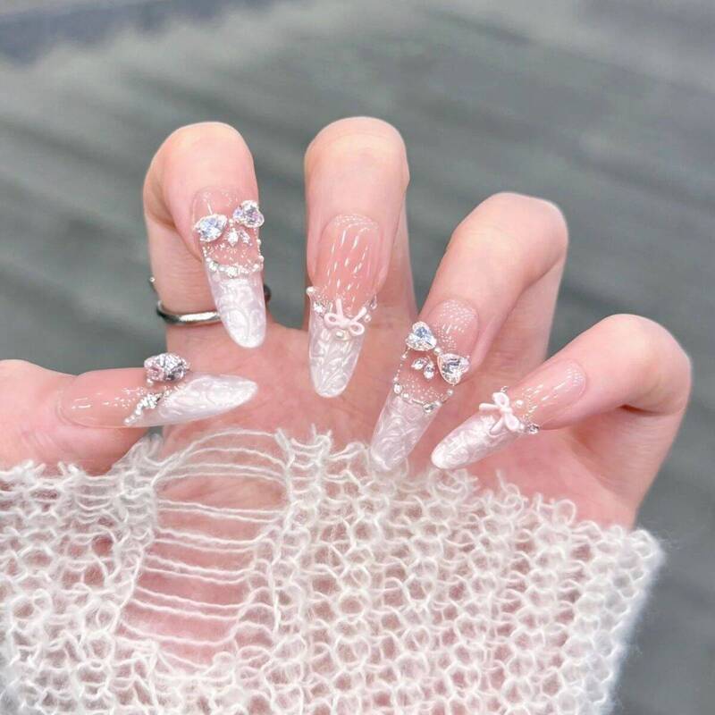 French-Style Wearable Nails, High-Quality Boutique Handmade Wearable Fake Nails, Nail Patches, Wearable Nail Patches, Finished Products Wholesale
