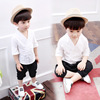 Shirt for boys, summer set, children's summer clothing, cotton and linen, Korean style, children's clothing