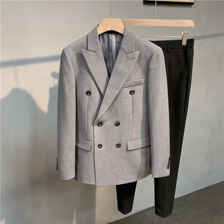 Blazer uomo doppio petto slim fit giacca elegante da uomo_voghion.com