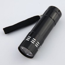 9led紫光手电筒UV多功能美甲验钞紫外线迷你铝合金检测手电筒