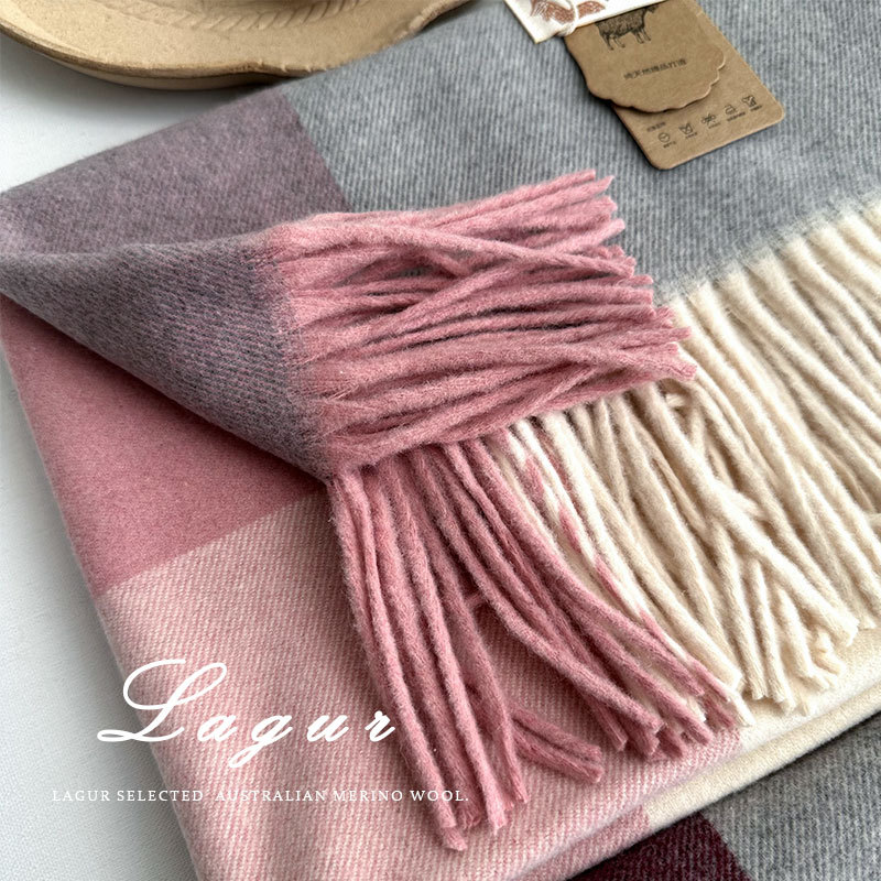 Classic keep warm winter fuchsia fashionable scarf with tassels
