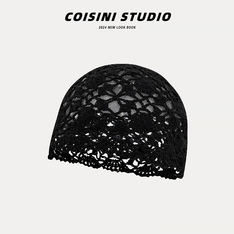 Retro artístico tejido a mano agujero gorra gor