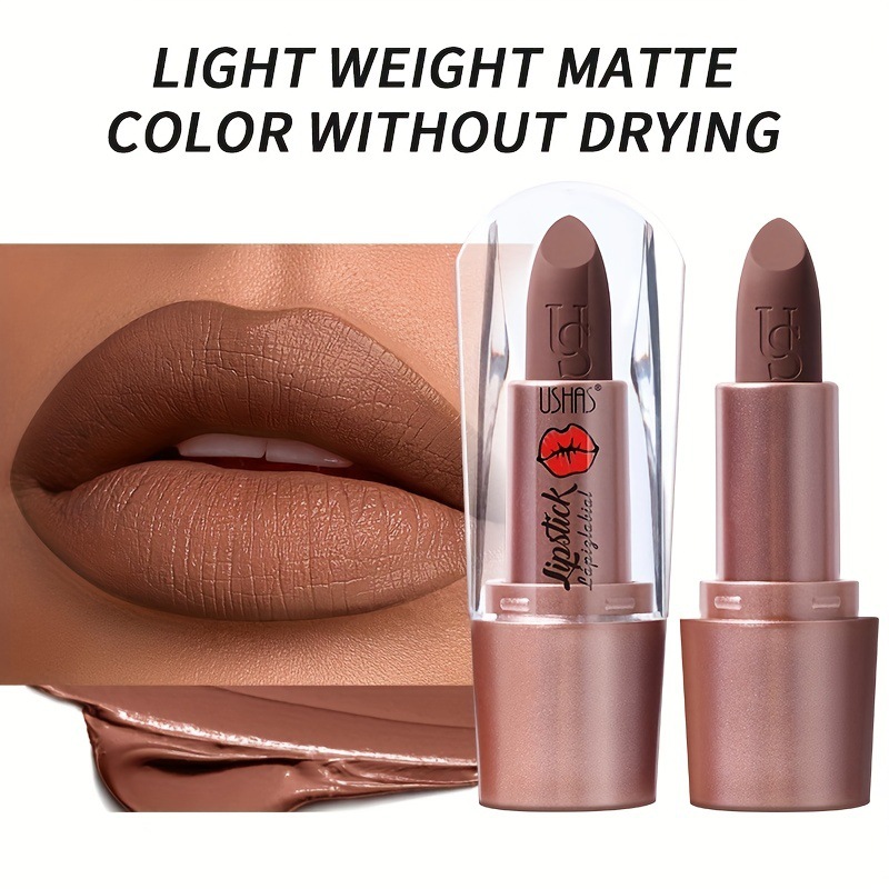 USHAS European and American Cross-border spot terciopelo mate lápiz labial textura brillante no es fácil de decolora esmalte de labios LP2288B
