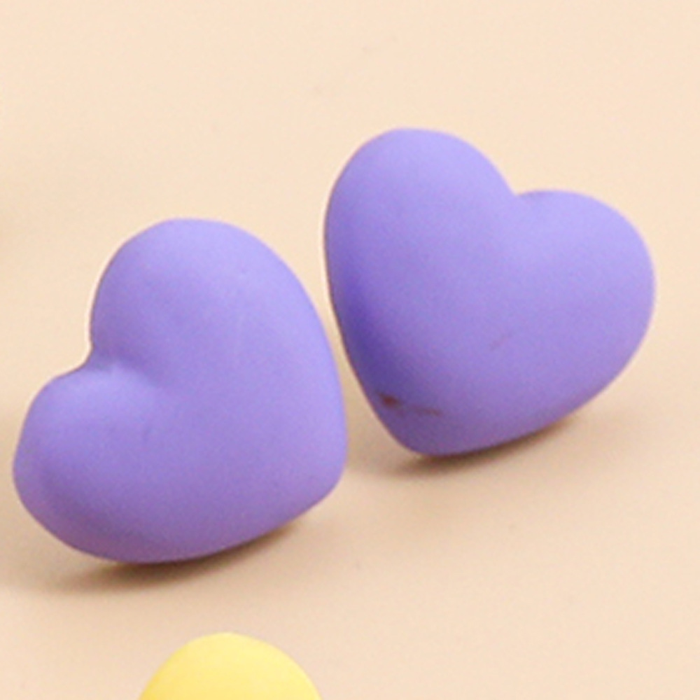 Candy Color Heart Stud Earrings Cute Small Cartoon Earrings