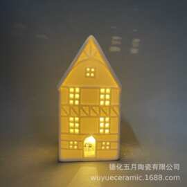 北欧 ins风创意冬日小屋陶瓷摆件民宿客厅餐边柜小众家居礼品装饰