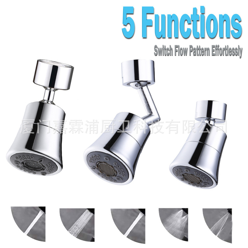Kitchen Faucet Splash-Proof Extender with 5-Function Aerator, Universal Swivel Joint for Sink