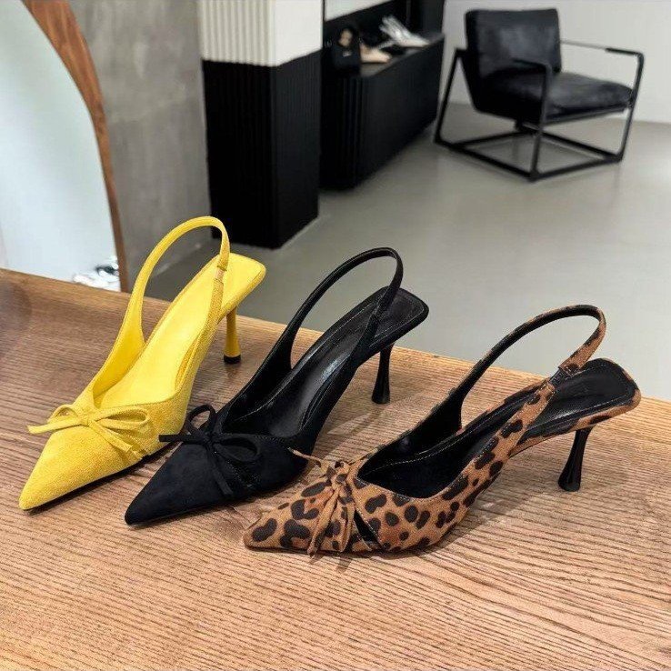 Summer high heels pointed-toe with bow