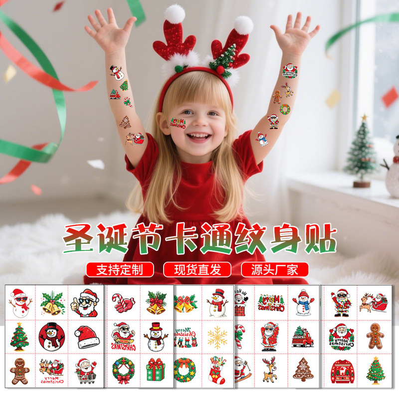 Cross-Border New Cartoon Christmas Tattoo Stickers for Children Cute Santa Claus Gifts Snowman Temporary Tattoo Stickers Cross-Border New Cartoon Christmas Tattoo Stickers for Children Cute Santa Claus Gifts Snowman Temporary Tattoo Stickers
