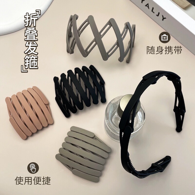 Portable retractable headband for travel portable folding headwear for women's daily face washing with teeth non-slip headband Portable retractable headband for travel portable folding headwear for women's daily face washing with teeth non-slip headband