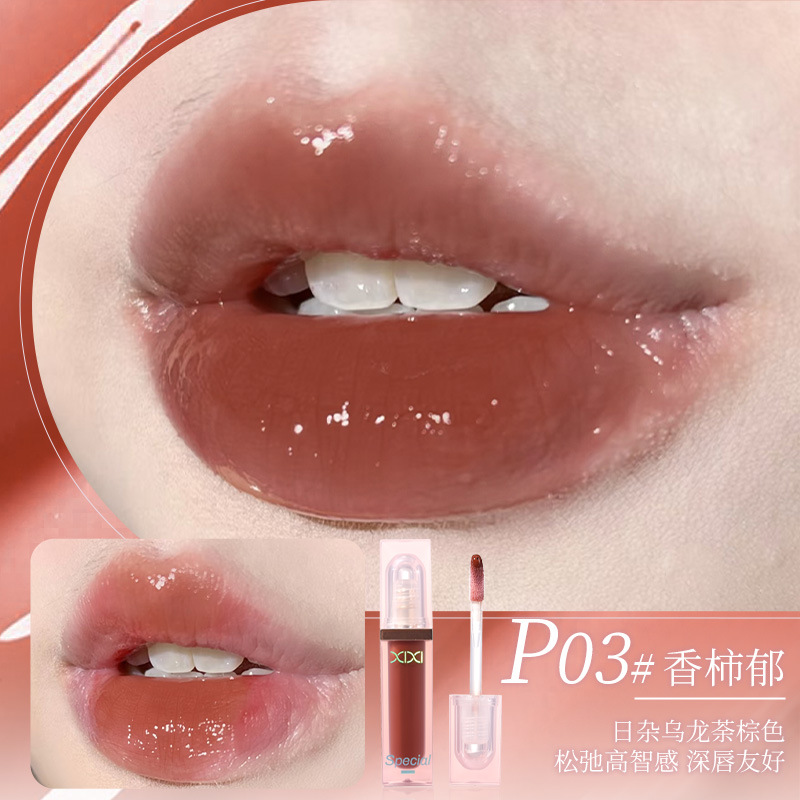 Xixi Dream Essence brillante labios miel transparente, espejo transparente, labios gordos sin tazas de otoño y invierno, esmalte labial blanco.